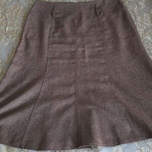 Heathered Ponte Knit Chocolate Brown Size 14 Skirt With Belt Loops